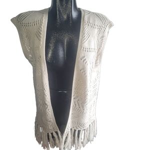 Guilty Cream Open Front Knit Sweater Vest L